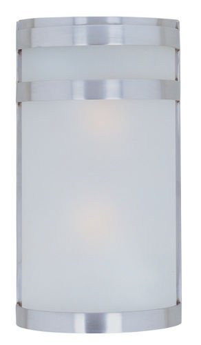 6 1/2" 2-Light Outdoor Wall Lantern in Stainless Steel with Frosted Glass