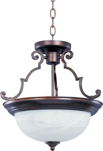 17" 2-Light Semi-Flush Mount in Oil Rubbed Bronze with Marble Glass