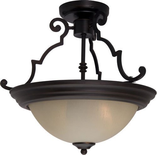 17" 2-Light Semi-Flush Mount in Oil Rubbed Bronze with Wilshire Glass