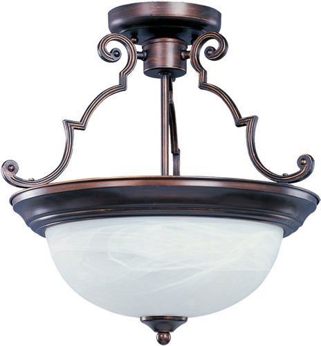 17" 3-Light Semi-Flush Mount in Oil Rubbed Bronze with Marble Glass