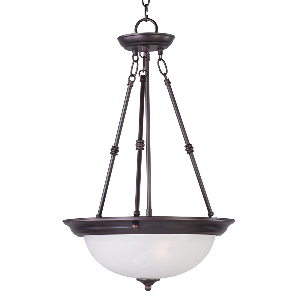 3 Light Invert Bowl Pendant in Oil Rubbed Bronze with Ice Glass