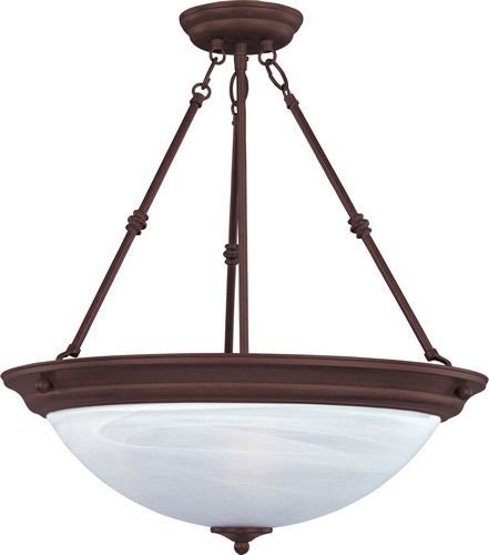 15" 3-Light Invert Bowl Pendant in Oil Rubbed Bronze with Marble Glass