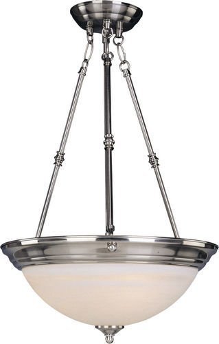 15" 3-Light Invert Bowl Pendant in Satin Nickel with Marble Glass