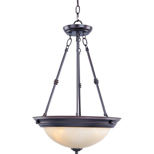 15" 3-Light Invert Bowl Pendant in Oil Rubbed Bronze with Wilshire Glass