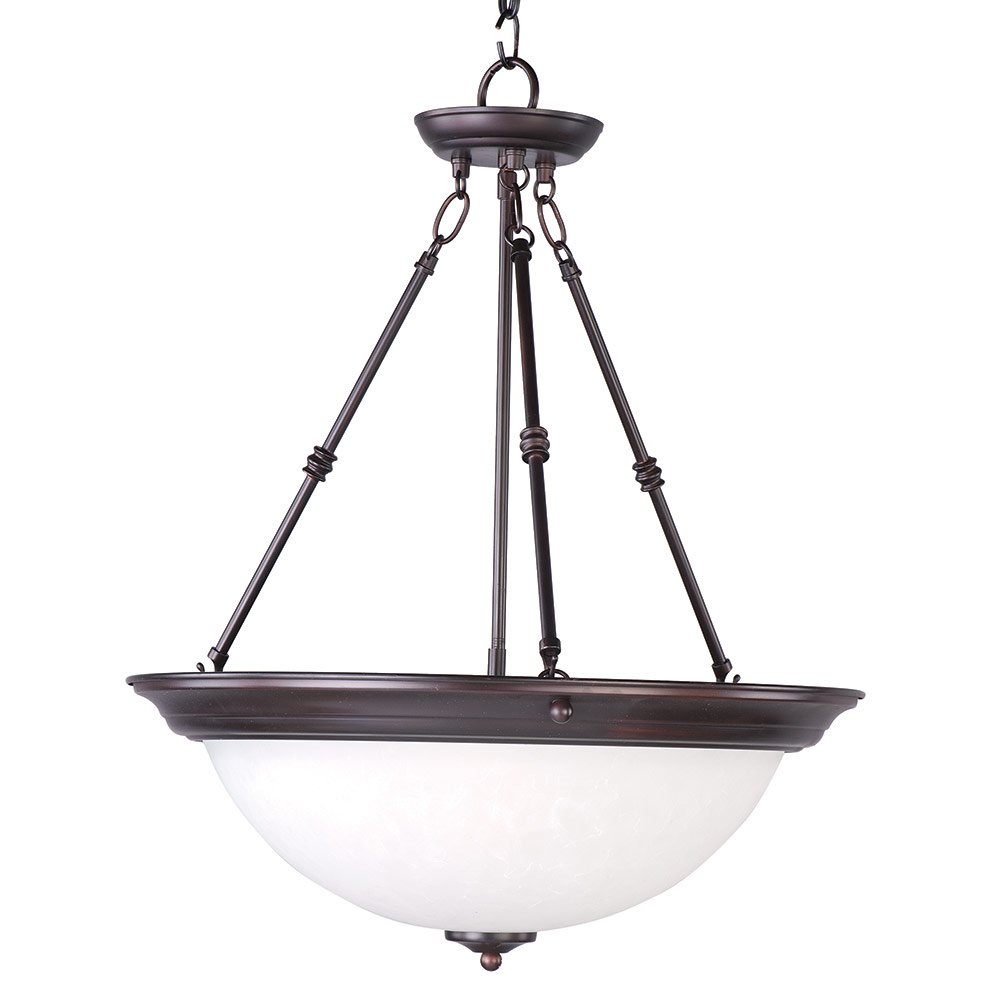3 Light Invert Bowl Pendant in Oil Rubbed Bronze with Ice Glass