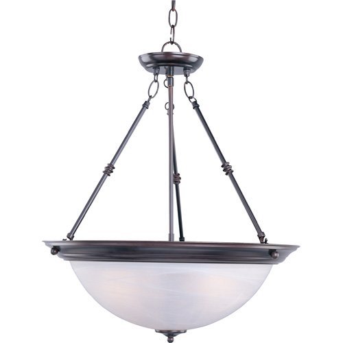 20" 3-Light Invert Bowl Pendant in Oil Rubbed Bronze with Marble Glass