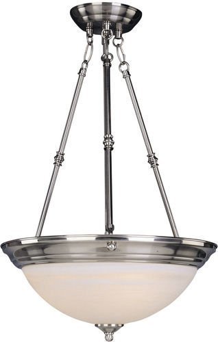 20" 3-Light Invert Bowl Pendant in Satin Nickel with Marble Glass