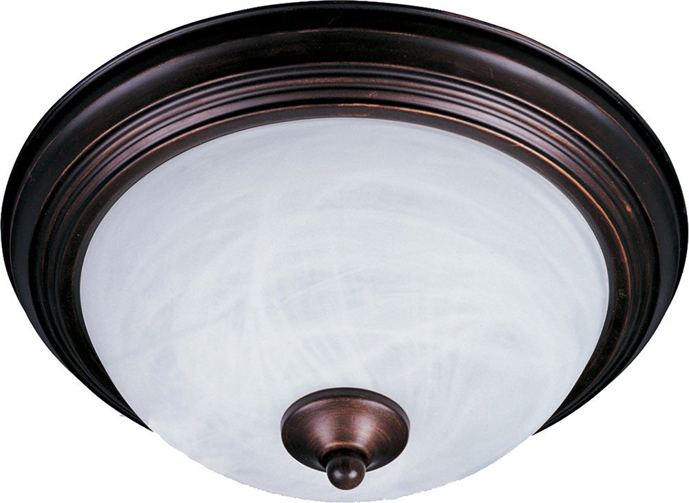 Essentials 2-Light Flush Mount in Oil Rubbed Bronze with Marble Glass