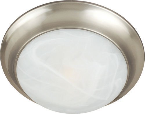 14" 2-Light Flush Mount in Satin Nickel with Marble Glass