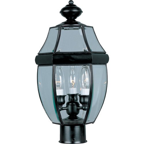 9 1/2" 3-Light Outdoor Pole/Post Lantern in Burnished with Clear Glass
