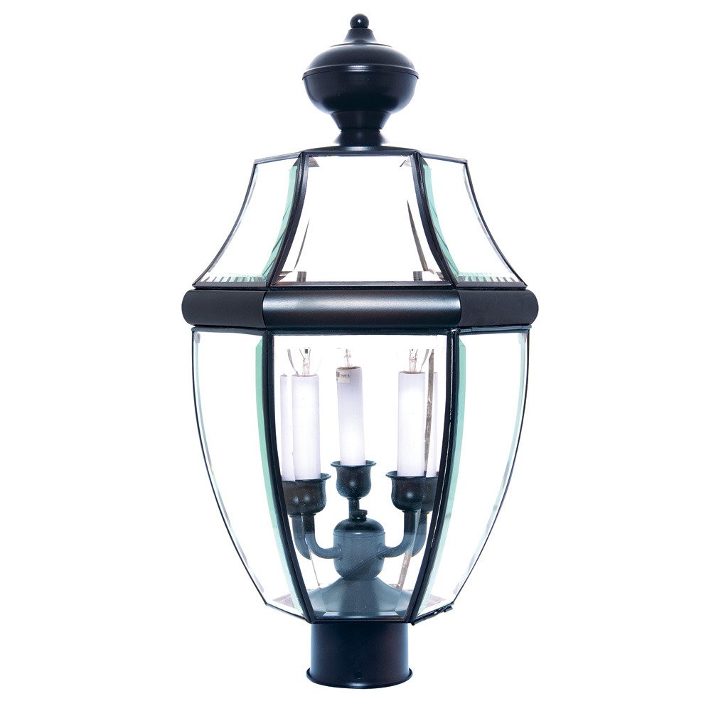 12" 3-Light Outdoor Pole/Post Lantern in Black with Clear Glass