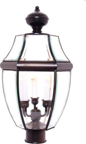 12" 3-Light Outdoor Pole/Post Lantern in Burnished with Clear Glass