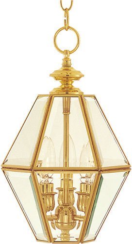 9" 3-Light Entry Foyer Pendant in Polished Brass with Clear Glass