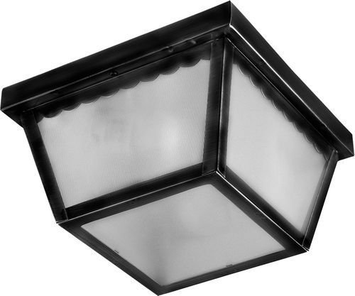7 1/2" 1-Light Outdoor Ceiling Mount in Black with Frosted Glass