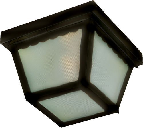 9 1/2" 2-Light Outdoor Ceiling Mount in Black with Frosted Glass