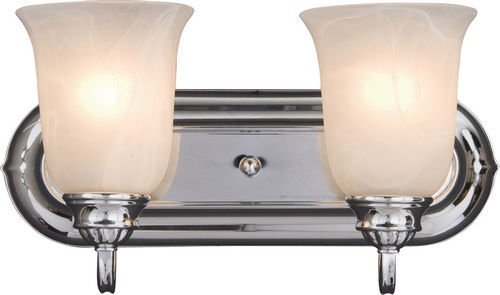 14" 2-Light Bath Vanity in Polished Chrome with Marble Glass