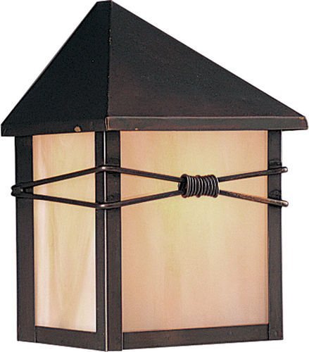 5" 1-Light Outdoor Wall Lantern in Burnished with Iridescent Glass