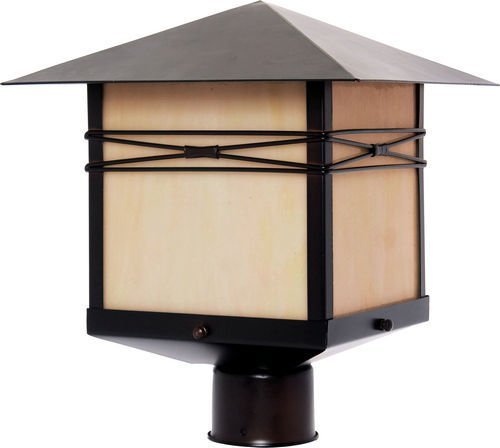 11" 1-Light Outdoor Pole/Post Lantern in Burnished with Iridescent Glass