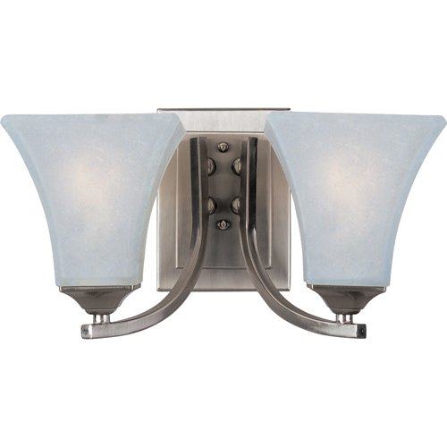 13 1/2" Energy Star 2-Light Bath Vanity in Satin Nickel with Frosted Glass