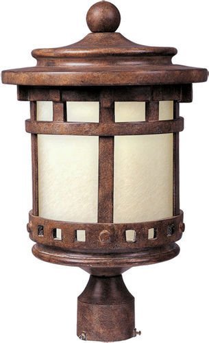 9" Energy Star 1-Light Outdoor Pole/Post Lantern in Sienna with Mocha Glass
