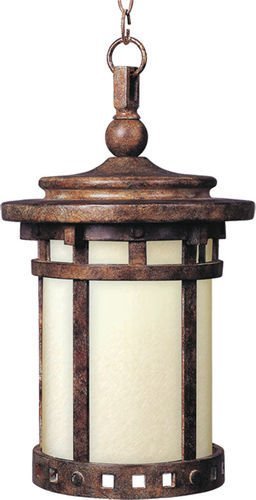 9" Energy Star 1-Light Outdoor Hanging Lantern in Sienna with Mocha Glass