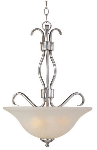 17" Energy Star 3-Light Invert Bowl Pendant in Satin Nickel with Ice Glass