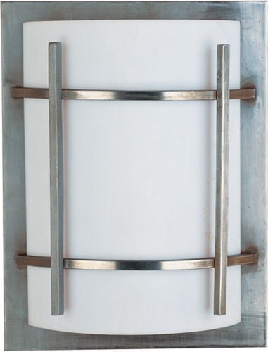 9" 1-Light Outdoor Wall Lantern in Brushed Metal with White Glass