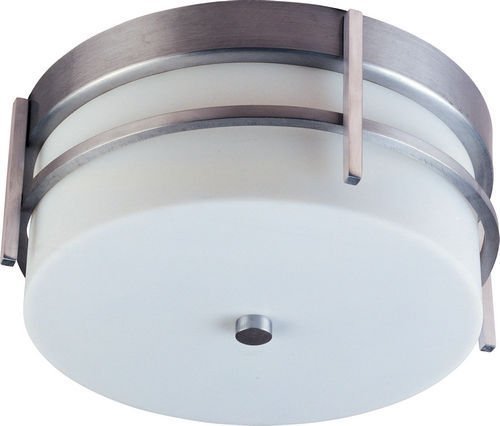 11" 2-Light Outdoor Ceiling Mount in Brushed Metal with White Glass