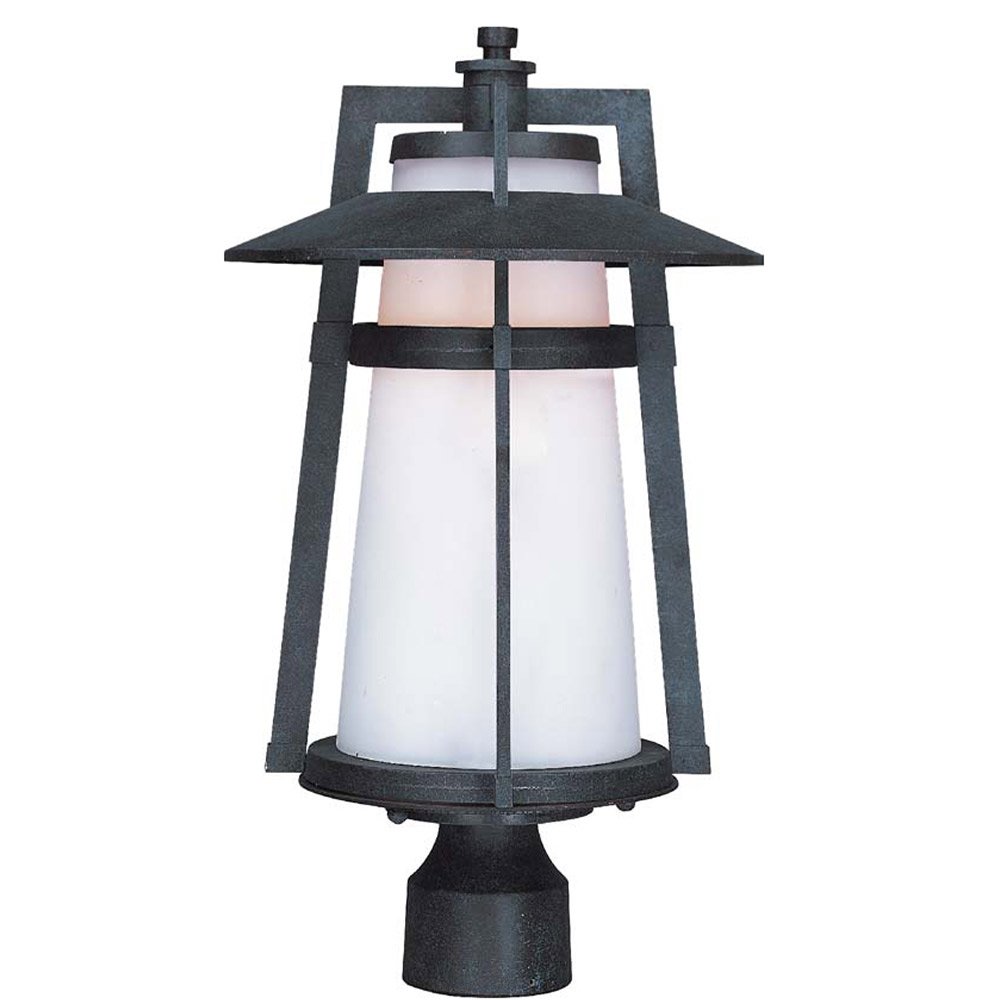 Energy Efficient Outdoor Pole/Post Lantern in Adobe with Satin White Glass