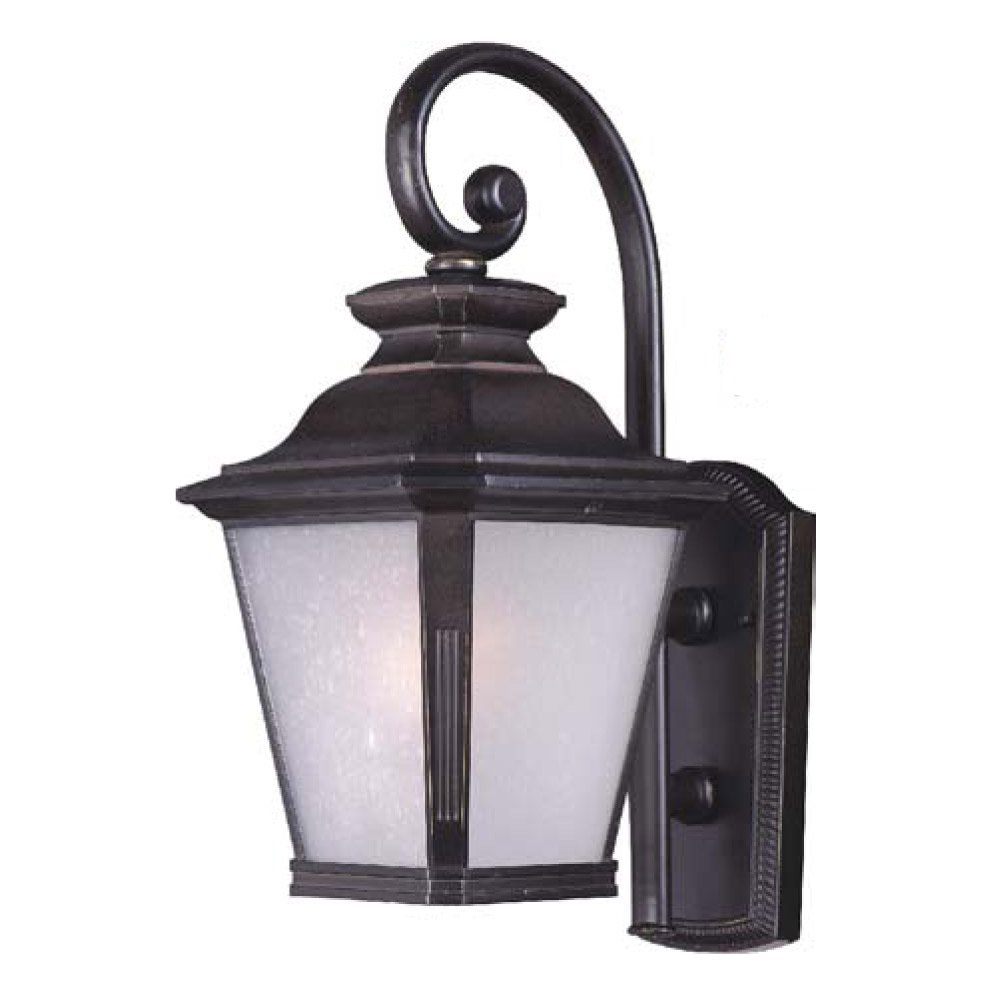 Energy Efficient Outdoor Wall Lantern in Bronze with Frosted Seedy Glass