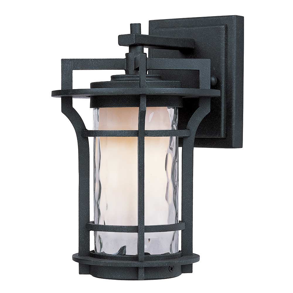 Energy Efficient Outdoor Wall Lantern in Black Oxide with Water Glass Glass