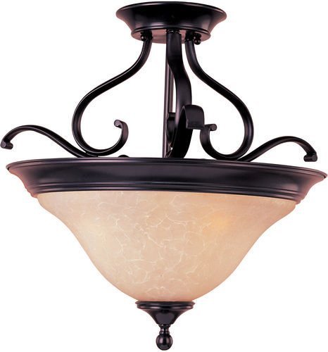 19" Energy Star 3-Light Semi-Flush Mount in Oil Rubbed Bronze with Wilshire Glass