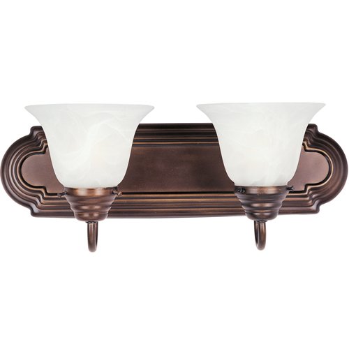 18" Energy Star 2-Light Bath Vanity in Oil Rubbed Bronze with Marble Glass