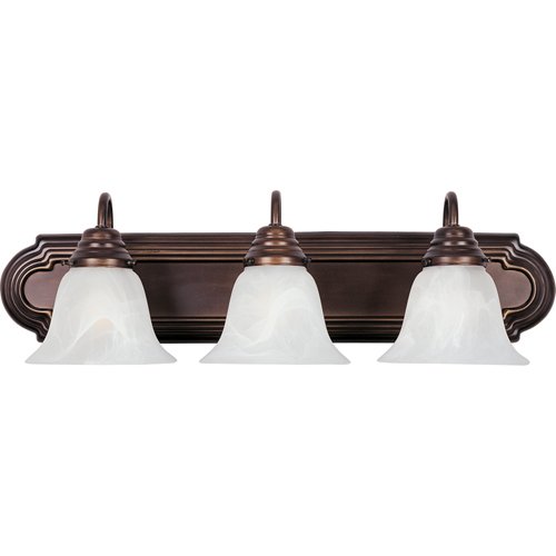 24" Energy Star 3-Light Bath Vanity in Oil Rubbed Bronze with Marble Glass