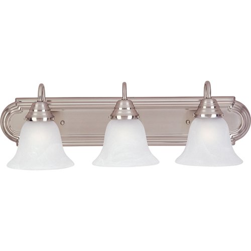 24" Energy Star 3-Light Bath Vanity in Satin Nickel with Marble Glass