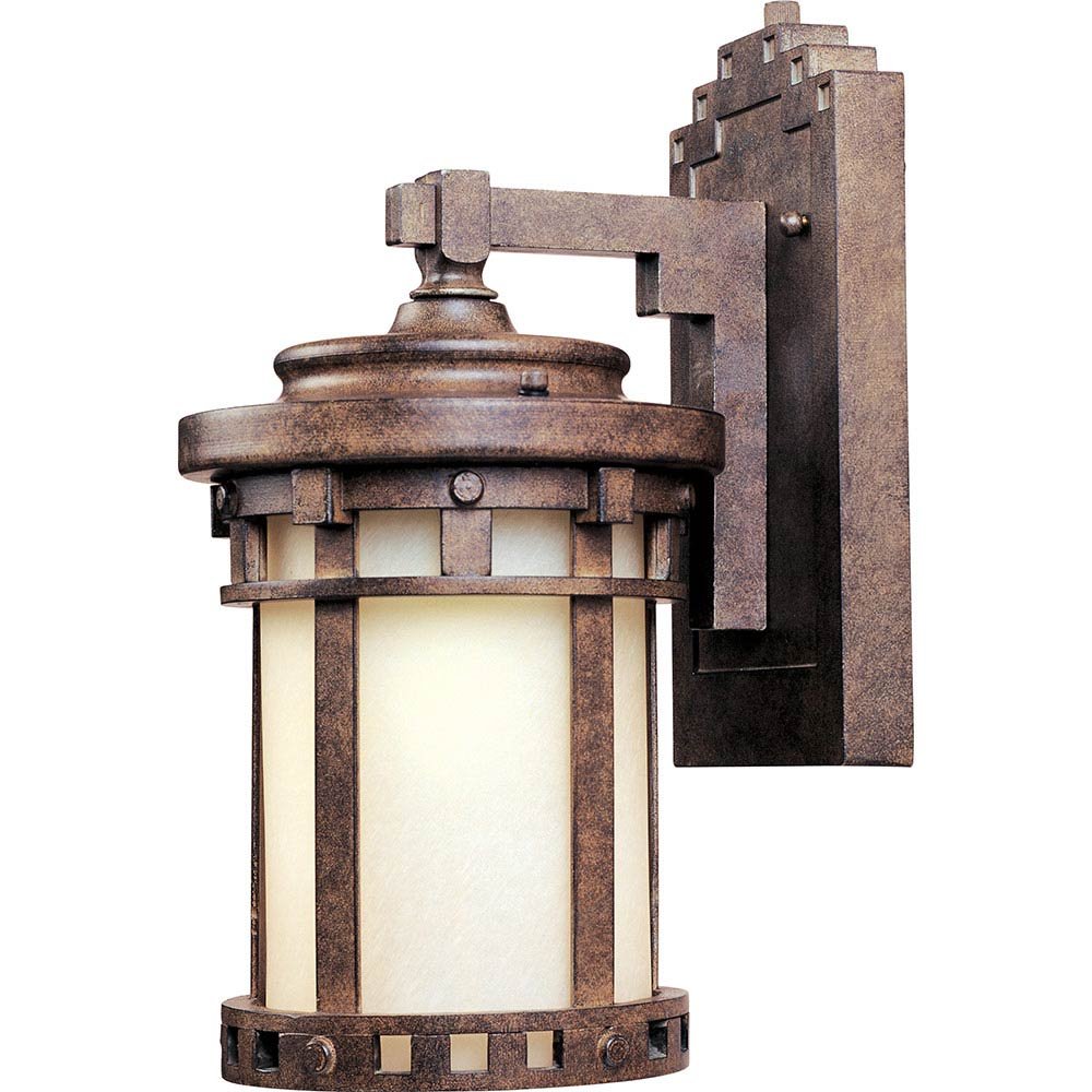 Energy Efficient Outdoor Wall Lantern in Sienna with Mocha Glass