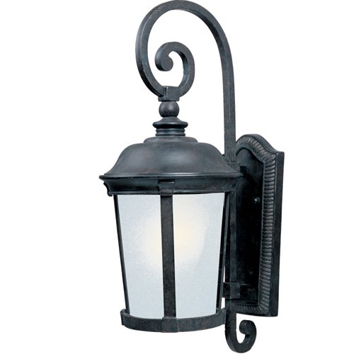 12" Energy Star 1-Light Outdoor Wall Lantern in Bronze with Frosted Seedy Glass