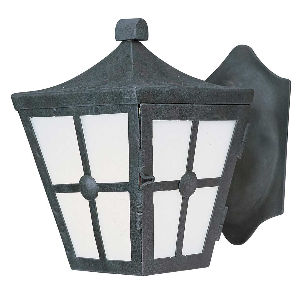 Energy Efficient Light Outdoor Wall Lantern in Country Forge with Frosted Glass