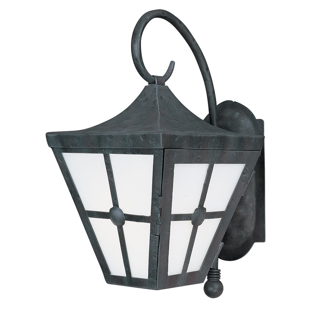 Energy Efficient Light Outdoor Wall Lantern in Country Forge with Frosted Glass