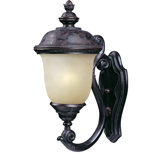 9" Energy Star 1-Light Outdoor Wall Lantern in Oriental Bronze with Mocha Glass