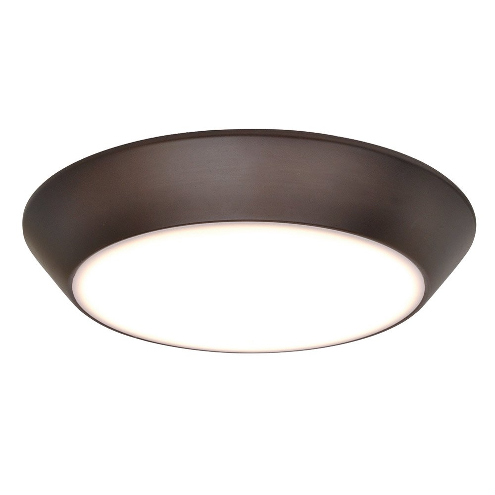 LED Flush Mount in Bronze with White Glass