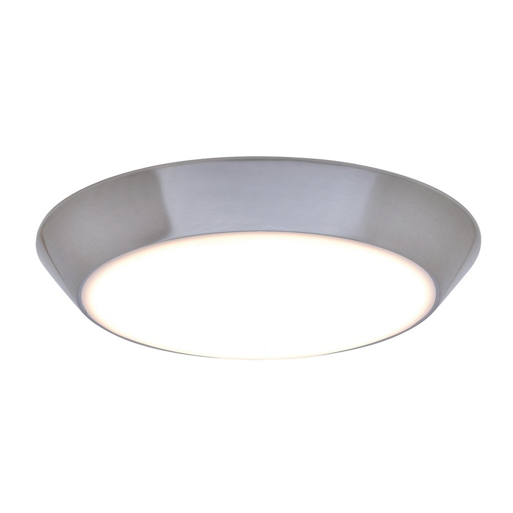 LED Flush Mount in Satin Nickel with White Glass