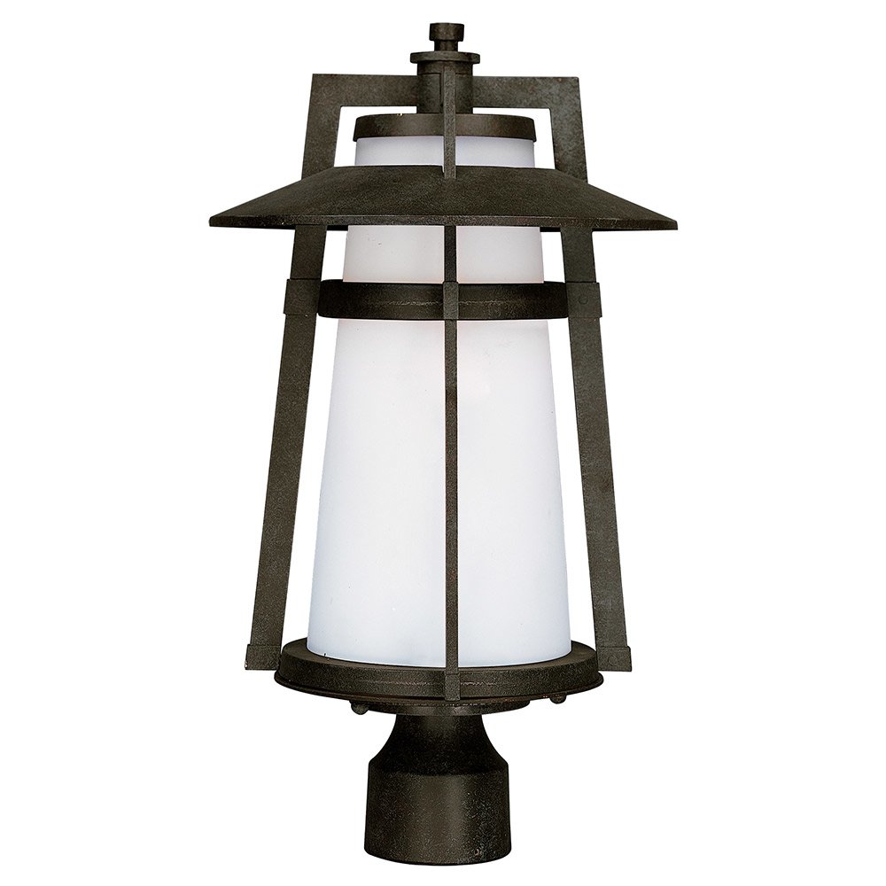 LED Outdoor Pole/Post Lantern in Adobe with Satin White Glass