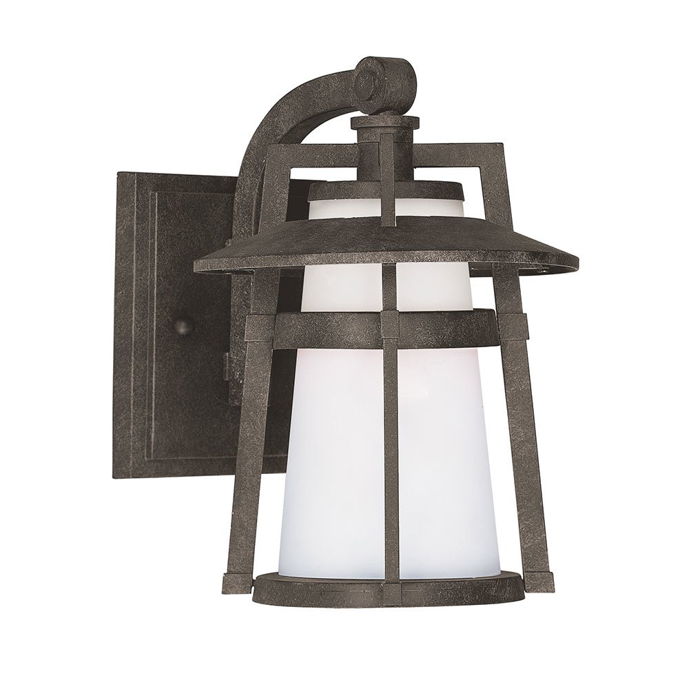 LED Outdoor Wall Lantern in Adobe with Satin White Glass