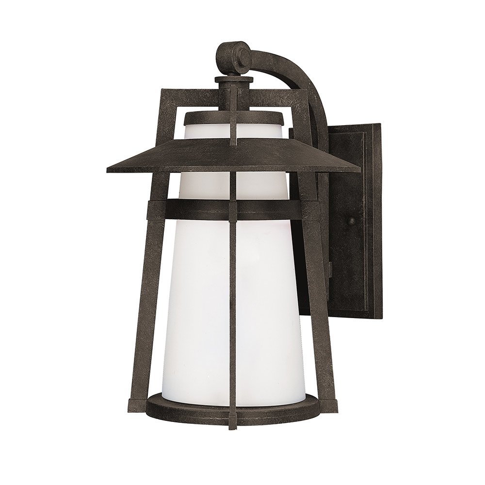 LED Outdoor Wall Lantern in Adobe with Satin White Glass