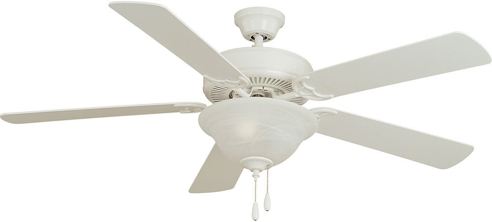 Basic-Max 52" Ceiling Fan White/Light Oak Blades in Matte White