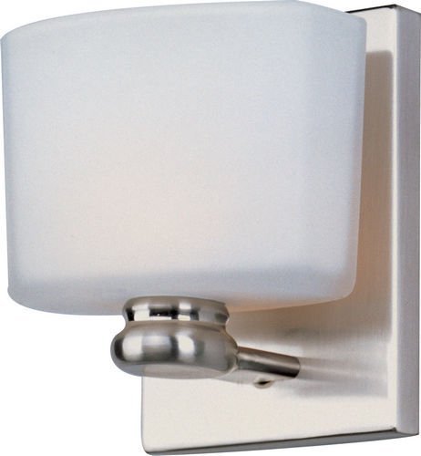 5 1/4" 1-Light Wall Sconce in Satin Nickel in Satin White Glass