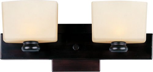14 1/2" 2-Light Bath Vanity in Oil Rubbed Bronze with Dusty White Glass