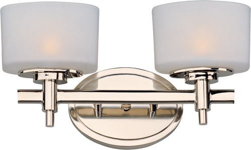 13 3/4" 2-Light Bath Vanity in Polished Chrome with Satin White Glass