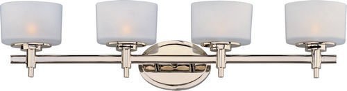30 3/4" 4-Light Bath Vanity in Polished Nickel with Satin White Glass